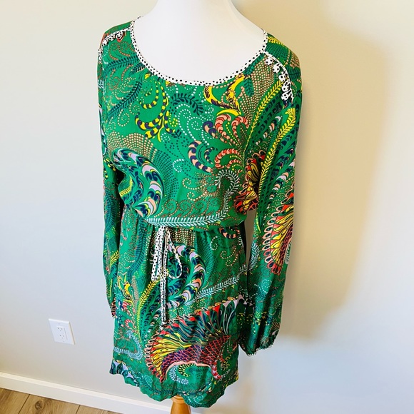EUC Anthropologie Maeve Green Paisley Janis Dress Size 14 - Picture 3 of 10